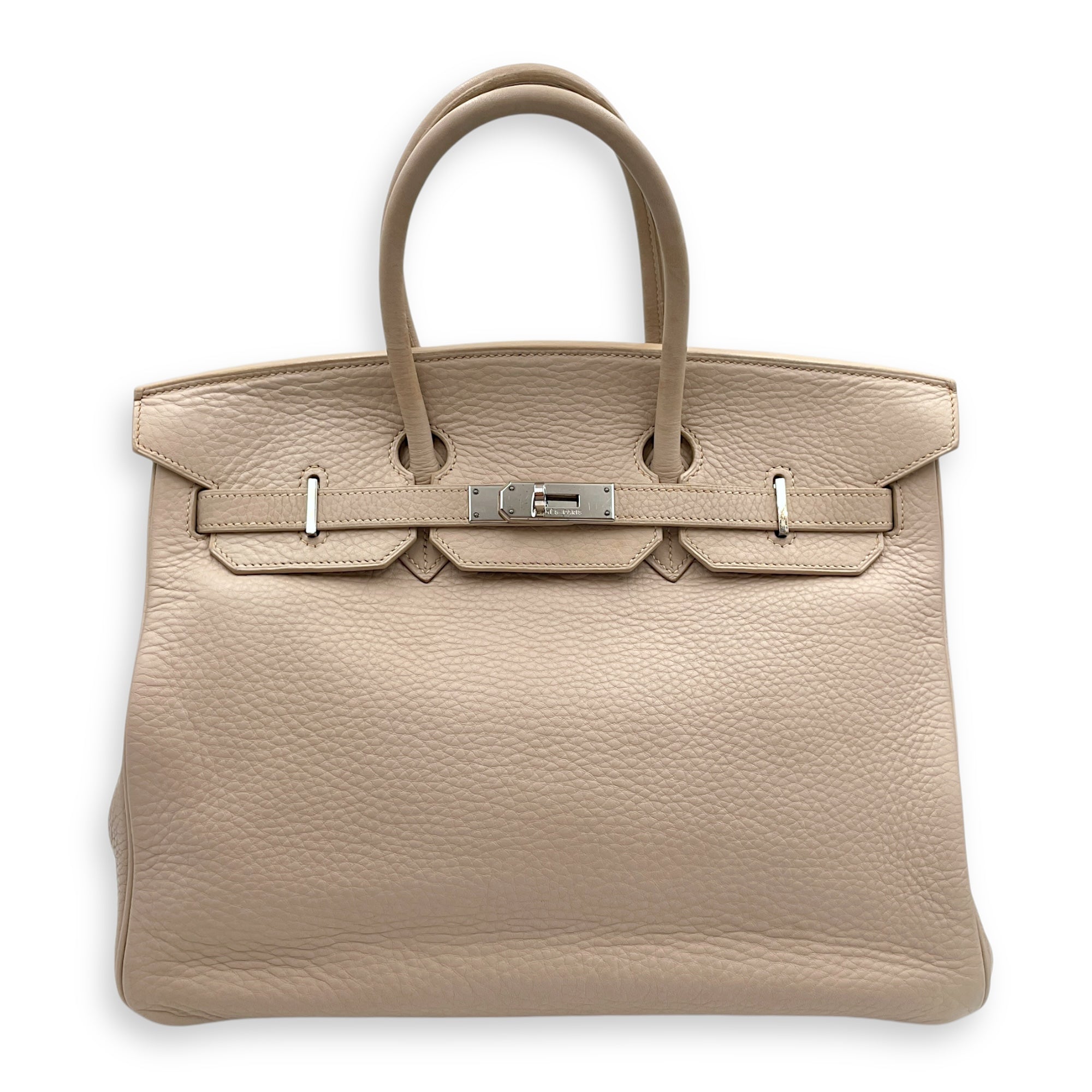 Birkin 35 Gris Perle in Clemence, Palladium hardware