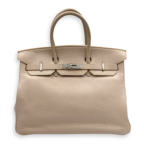Birkin 35 Gris Perle in Clemence, Palladium hardware