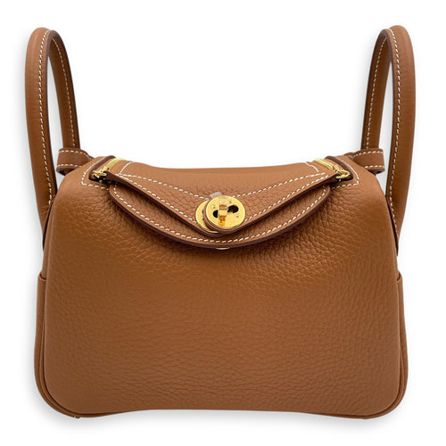 Lindy II Mini Gold in Clemence, Gold hardware
