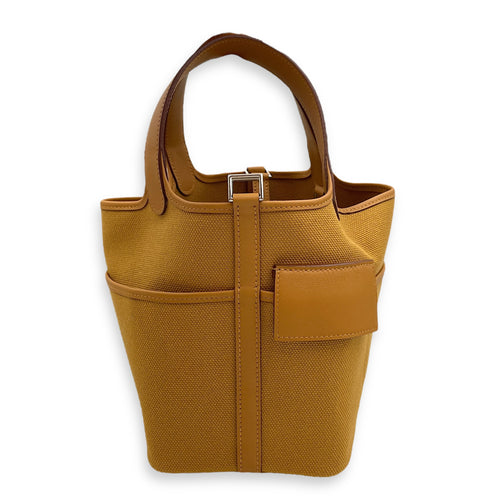 Picotin Pocket 18 Sesame in Toile/Swift, Palladium hardware
