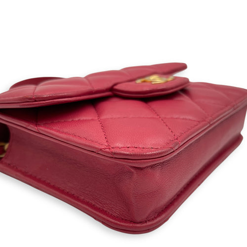 CC Mini Top Handle 12cm Pink Crossbody Bag in Lambskin, Gold hardware