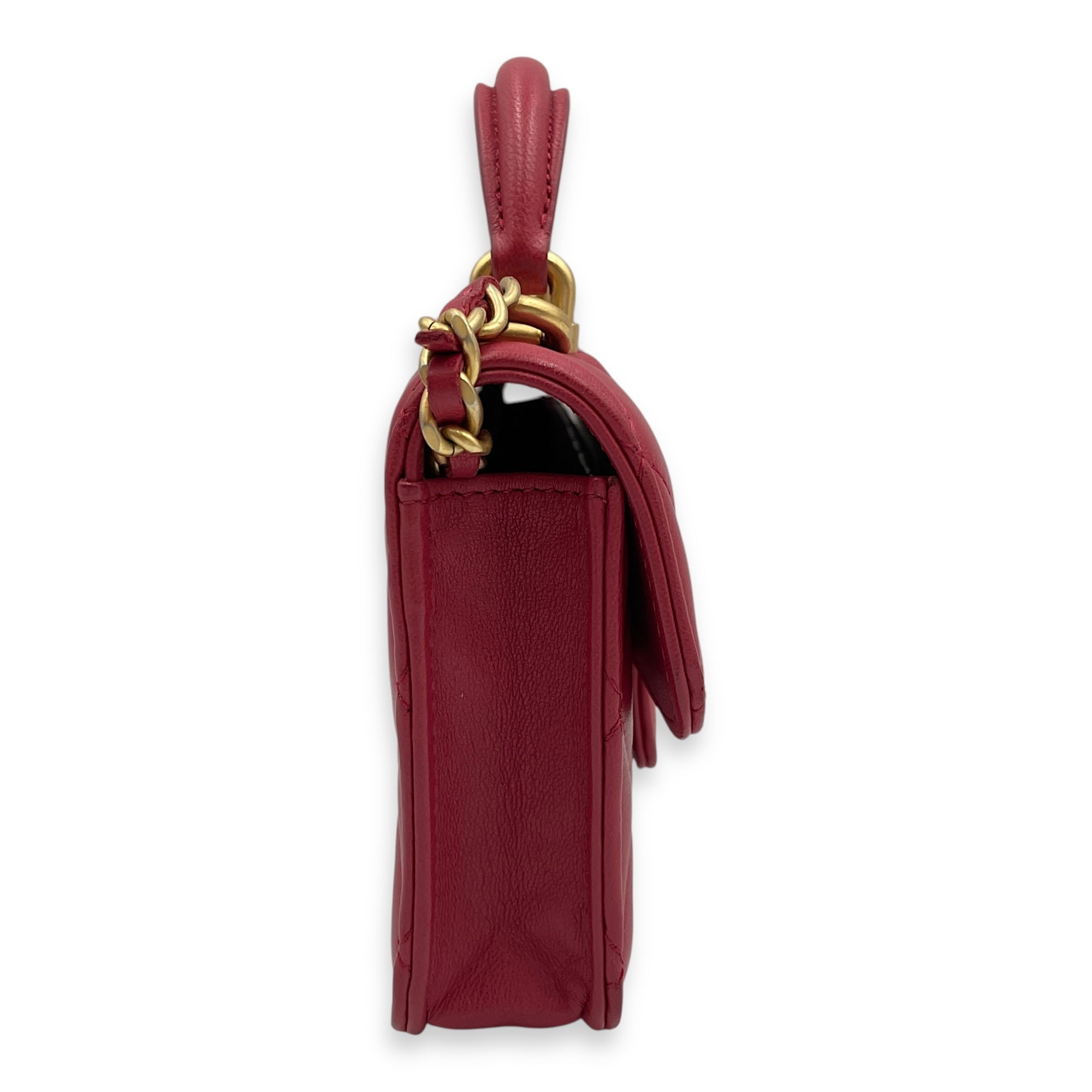 CC Mini Top Handle 12cm Pink Crossbody Bag in Lambskin, Gold