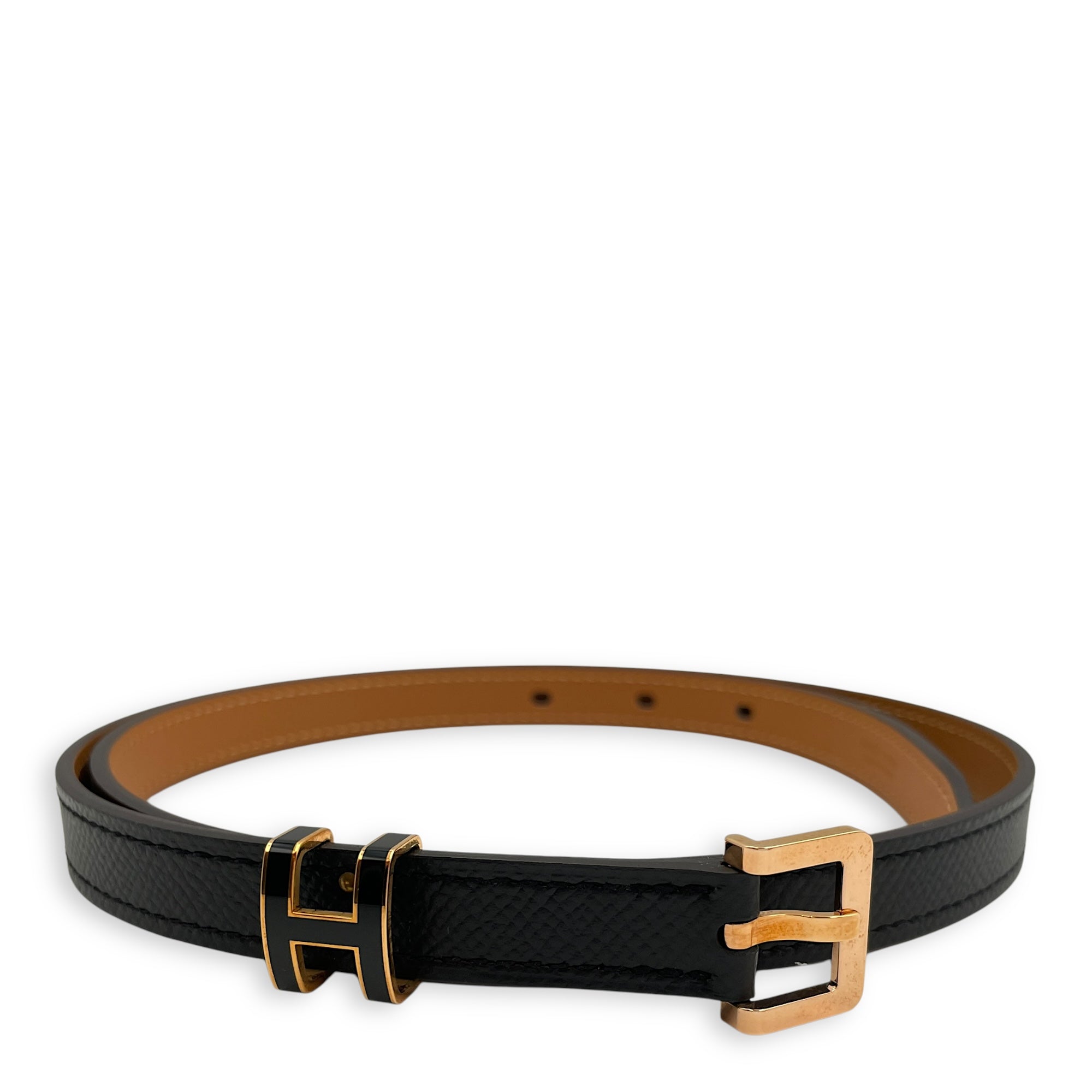 Pop H 15 Black Belt in Epsom, Rose Gold hardware