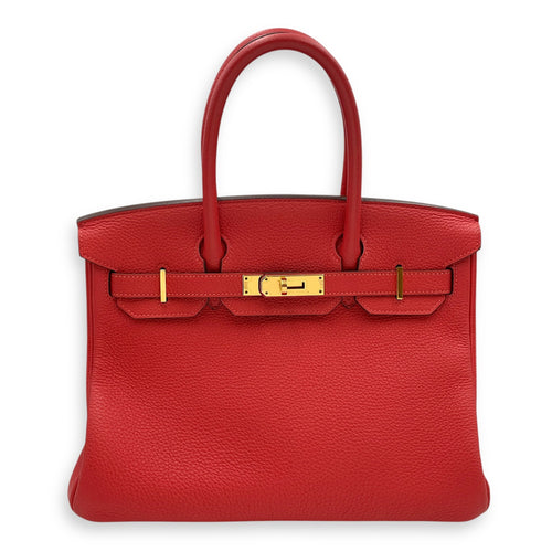 Birkin 30 Rouge Pivoine in Togo Gold hardware
