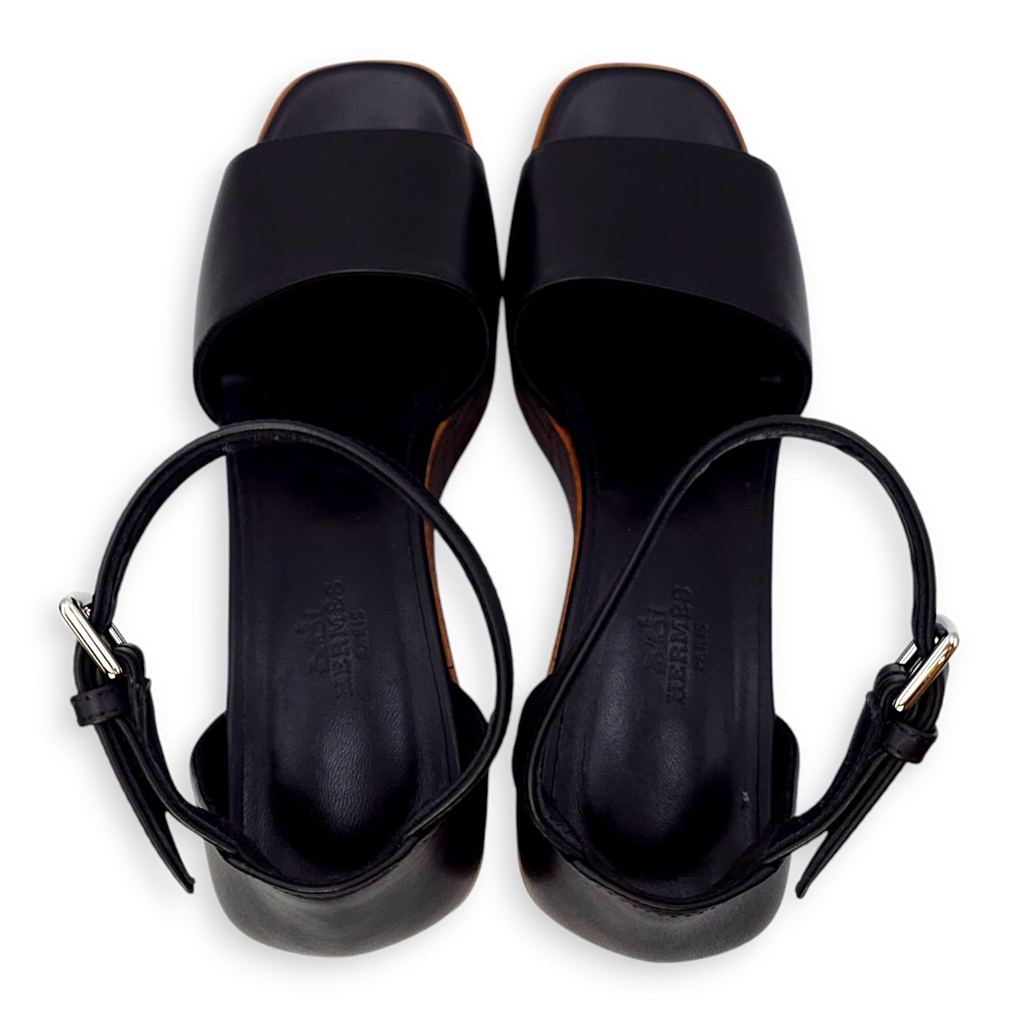 Illusion 35 37 Black Sandals in Calfskin