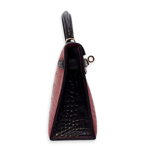 HSS Sellier Kelly 20 Rouge H/Black in Matte Alligator, Permabrass hardware