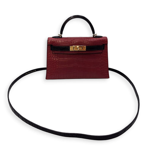 HSS Sellier Kelly 20 Rouge H/Black in Matte Alligator, Permabrass hardware