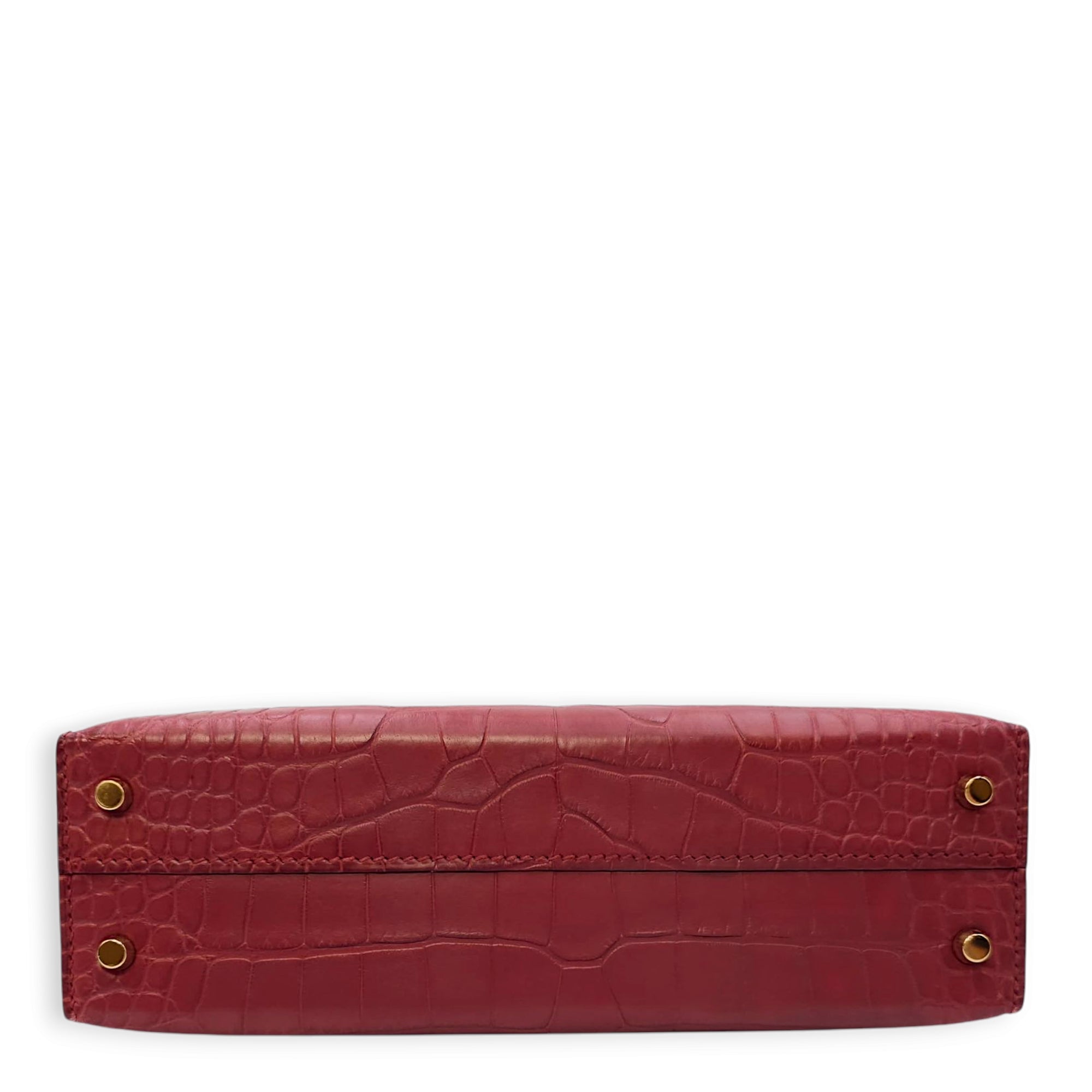 HSS Sellier Kelly 20 Rouge H/Black in Matte Alligator, Permabrass hardware