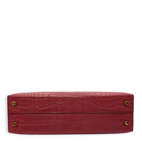 HSS Sellier Kelly 20 Rouge H/Black in Matte Alligator, Permabrass hardware