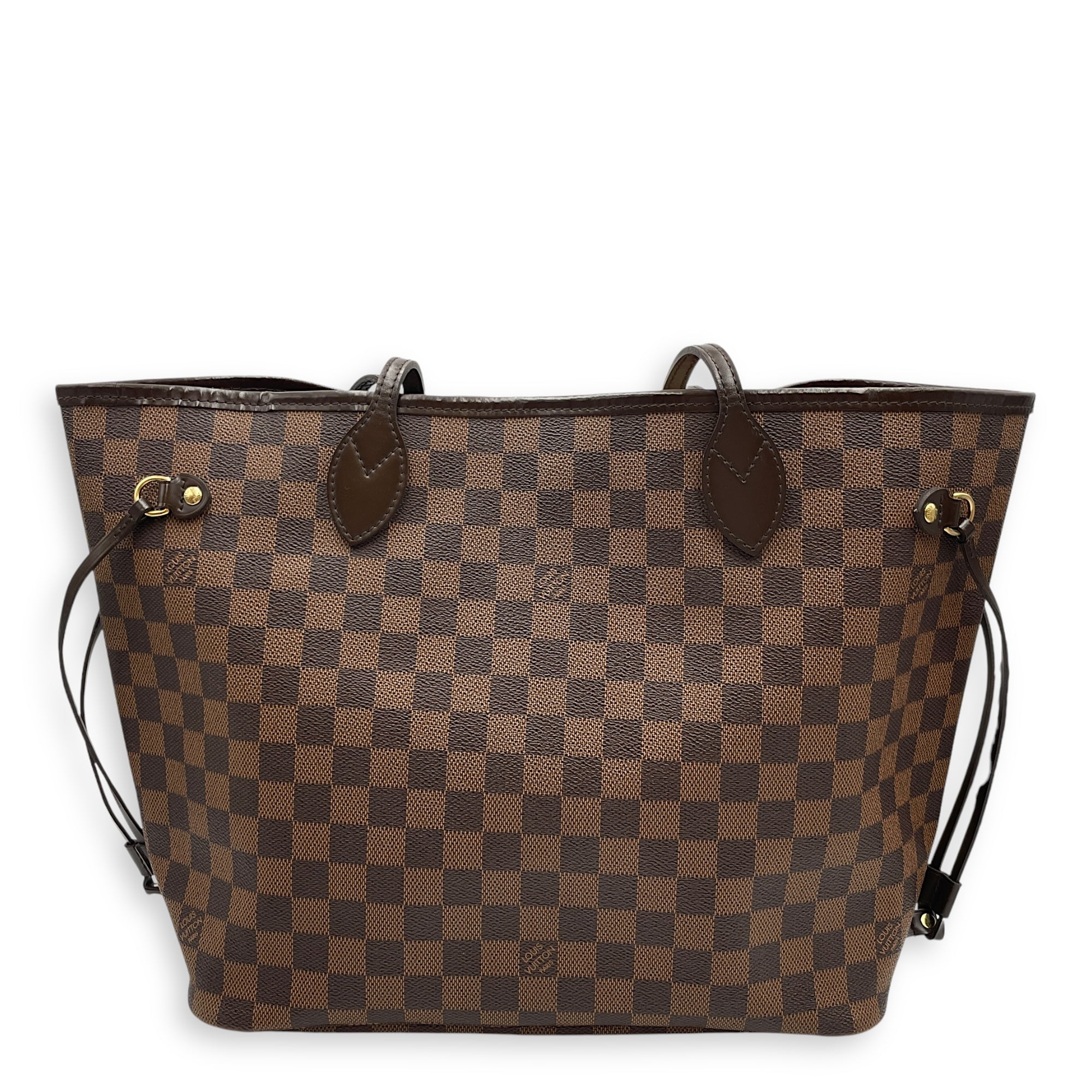 Neverfull Medium Brown Shoulder Bag in Coated Canvas, Gold hardware