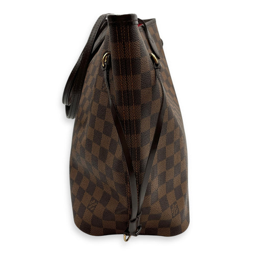 Neverfull Medium Brown Shoulder Bag in Coated Canvas, Gold hardware