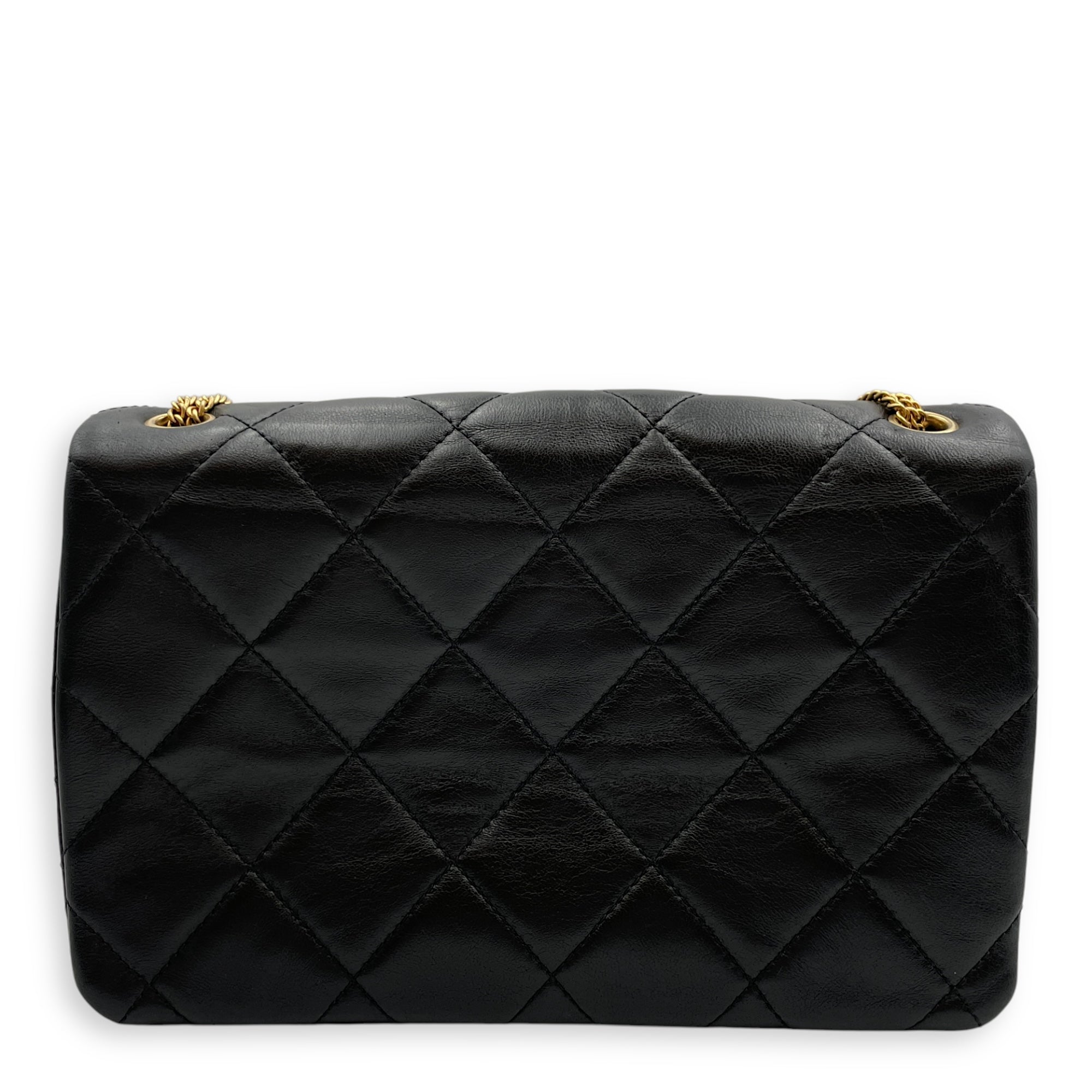 CC Flap Medium Black Shoulder Bag in Lambskin, Gold hardware