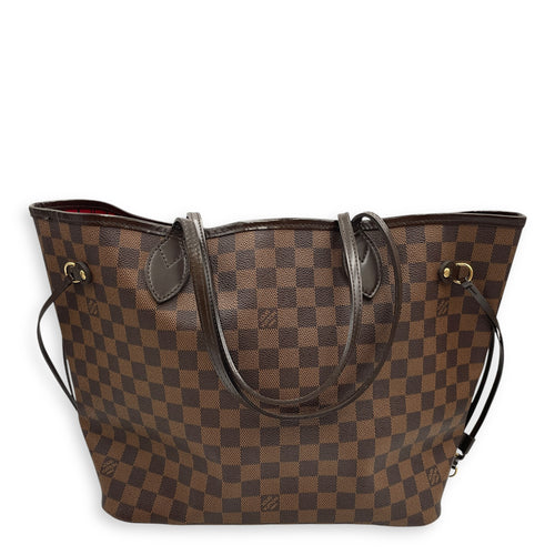 Neverfull Medium Brown Shoulder Bag in Coated Canvas, Gold hardware