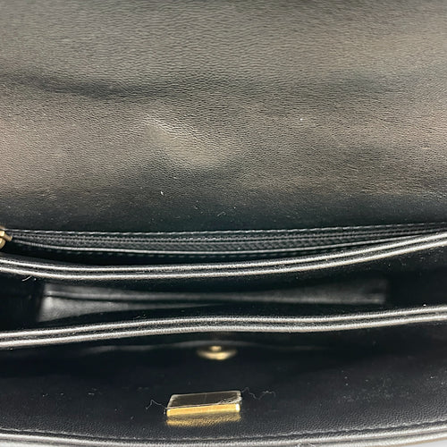 CC Flap Medium Black Shoulder Bag in Lambskin, Gold hardware