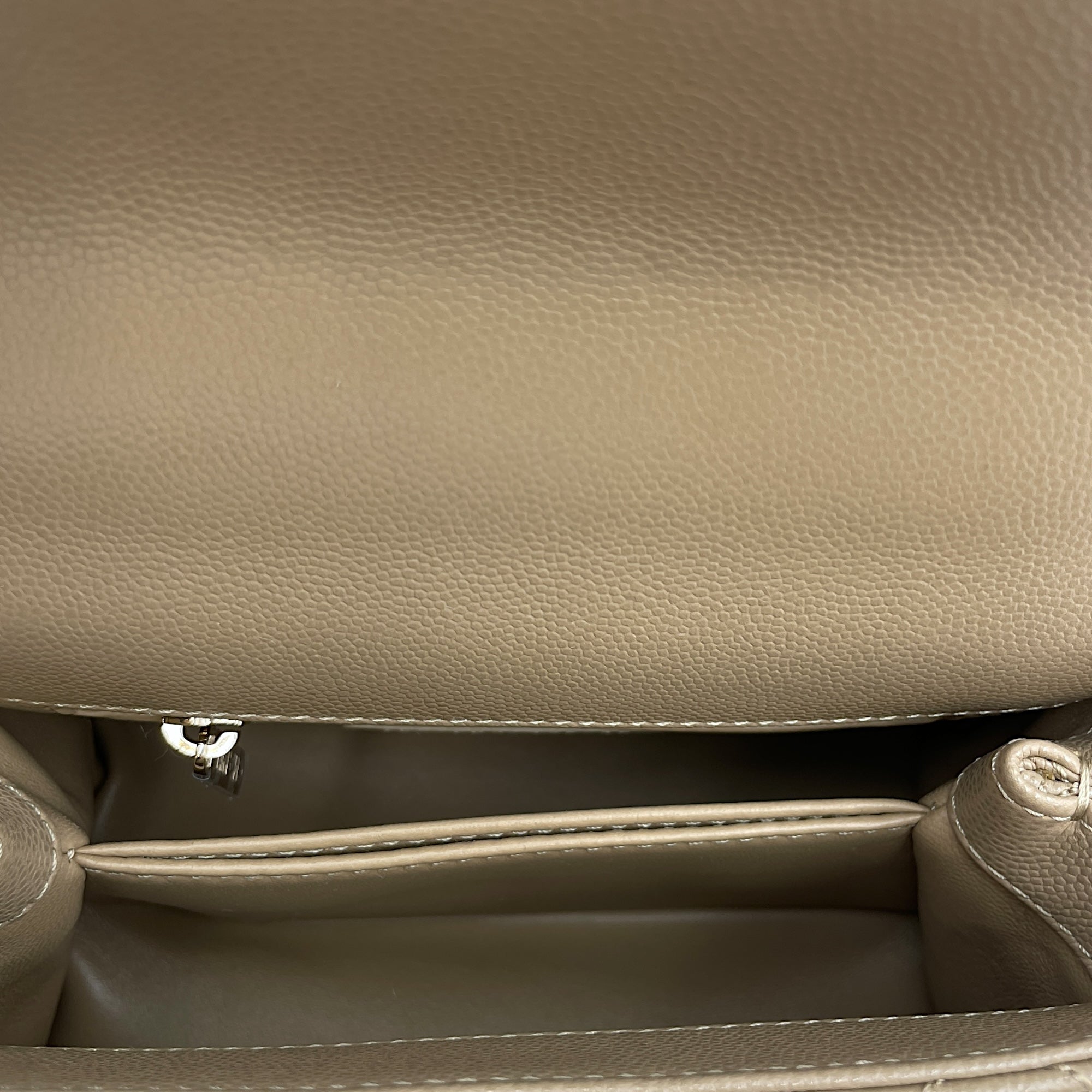 Quilted Coco  Mini Beige Top Handle Bag in Caviar Leather Gold hardware CL2504-11923 6