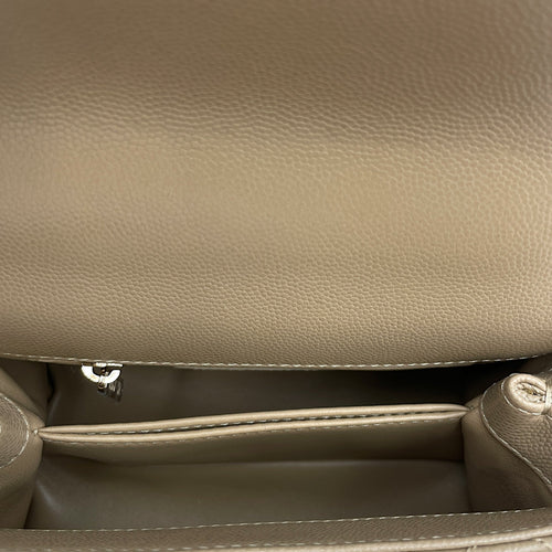 Quilted Coco  Mini Beige Top Handle Bag in Caviar Leather Gold hardware CL2504-11923 6