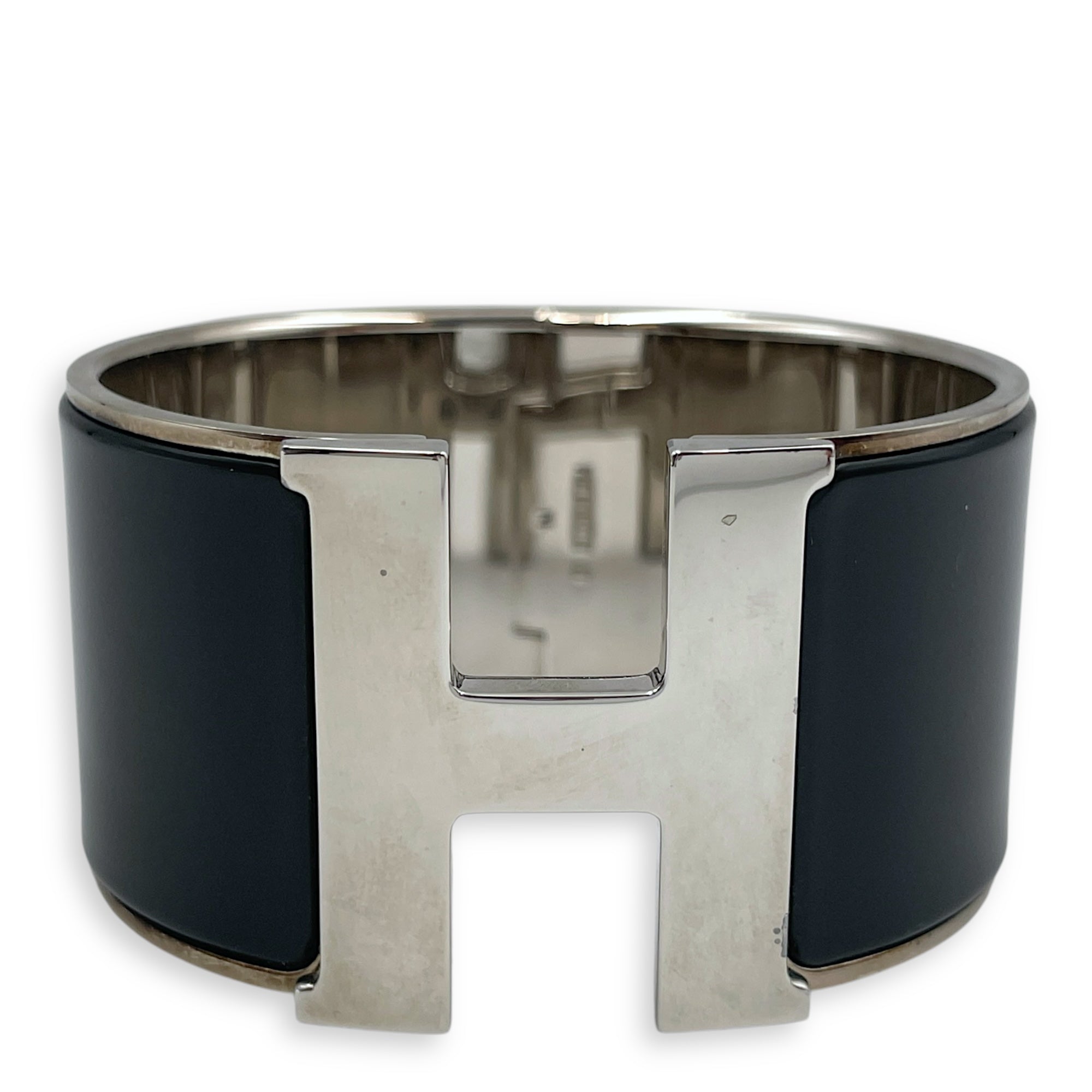 Clic Clac Extra Wide Black Bracelet, Palladium hardware