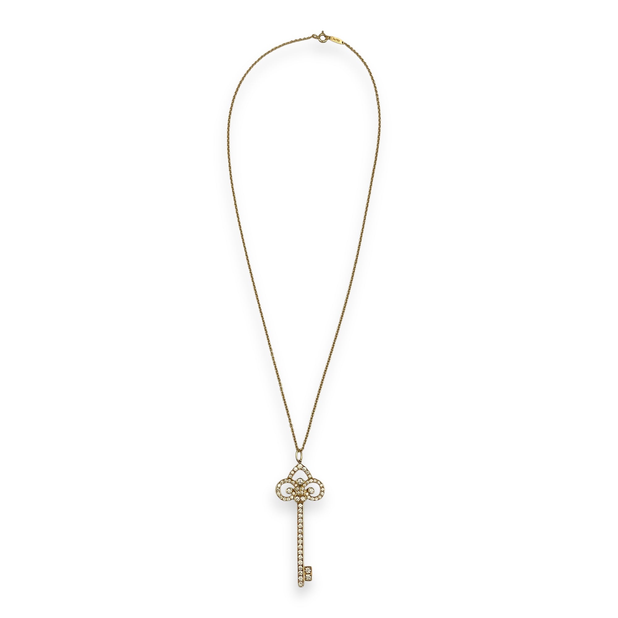 Large Fleur De Lis Key Necklace in Gold Hardware
