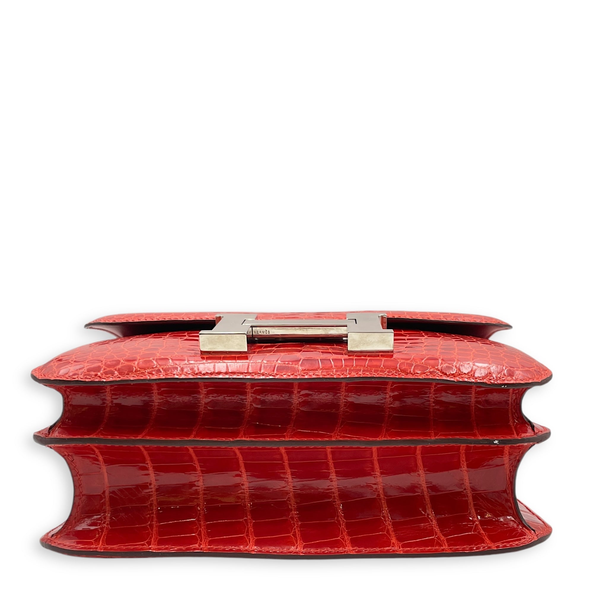 Constance 24 Geranium in Shiny Alligator, Palladium hardware