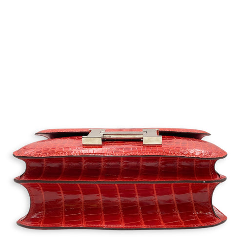 Constance 24 Geranium in Shiny Alligator, Palladium hardware