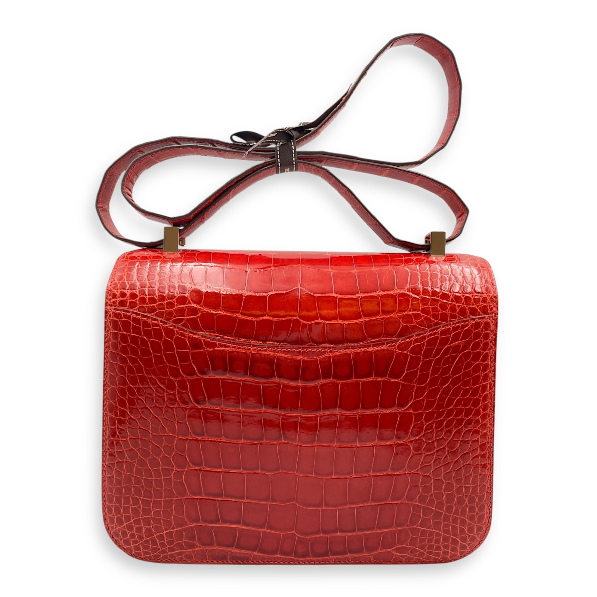 Constance 24 Geranium in Shiny Alligator, Palladium hardware