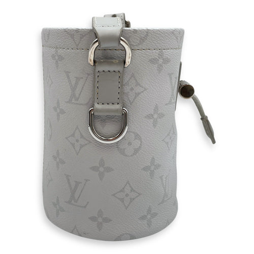 Chalk Grey Bucket Bag in Coated Canvas, Silver hardware