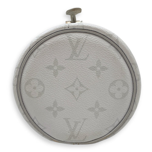 Chalk Grey Bucket Bag in Coated Canvas, Silver hardware