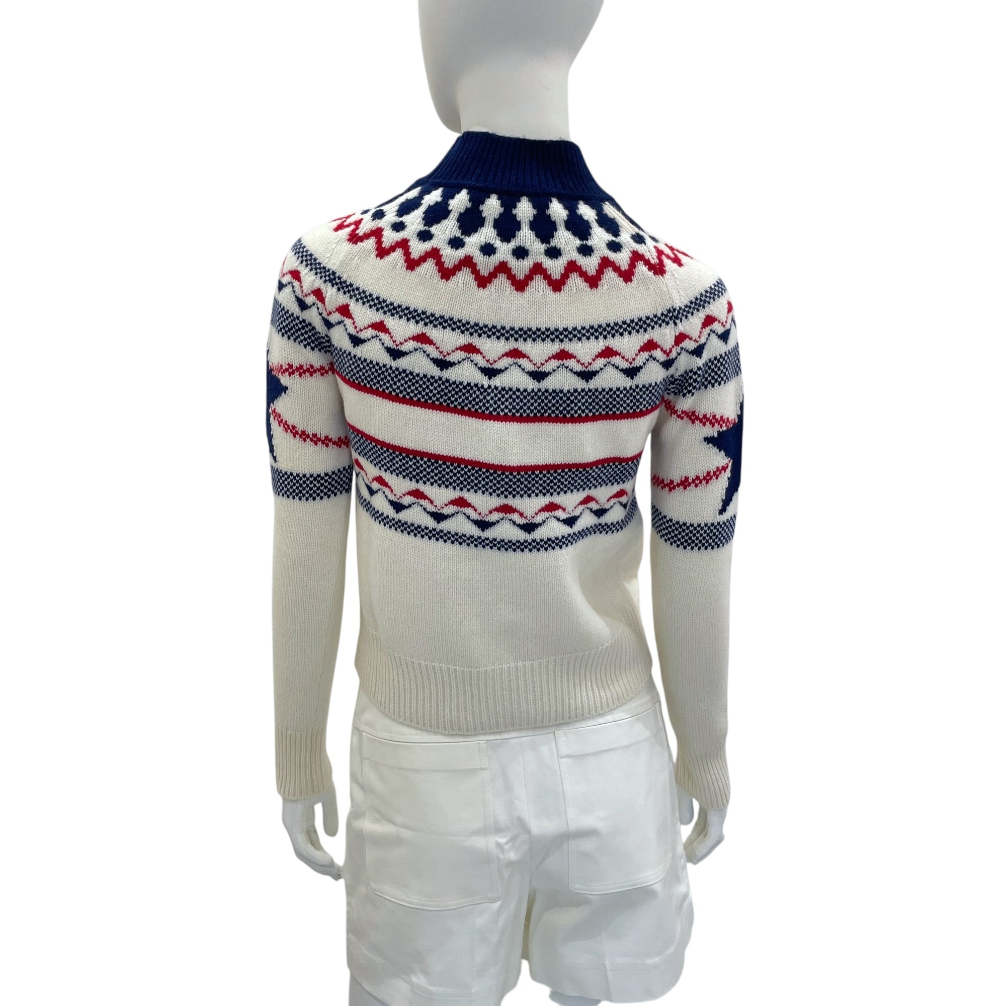 Diorapls Fairisle 34 White, Blue, Red Sweater in Wool, Cashmere