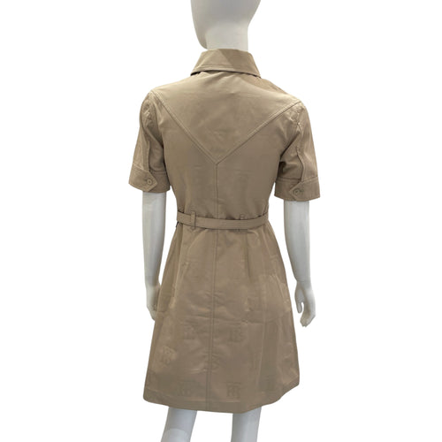 Monogram IT38/UK6/US4 Beige Short Sleeve Dress in Cotton, Gold hardware