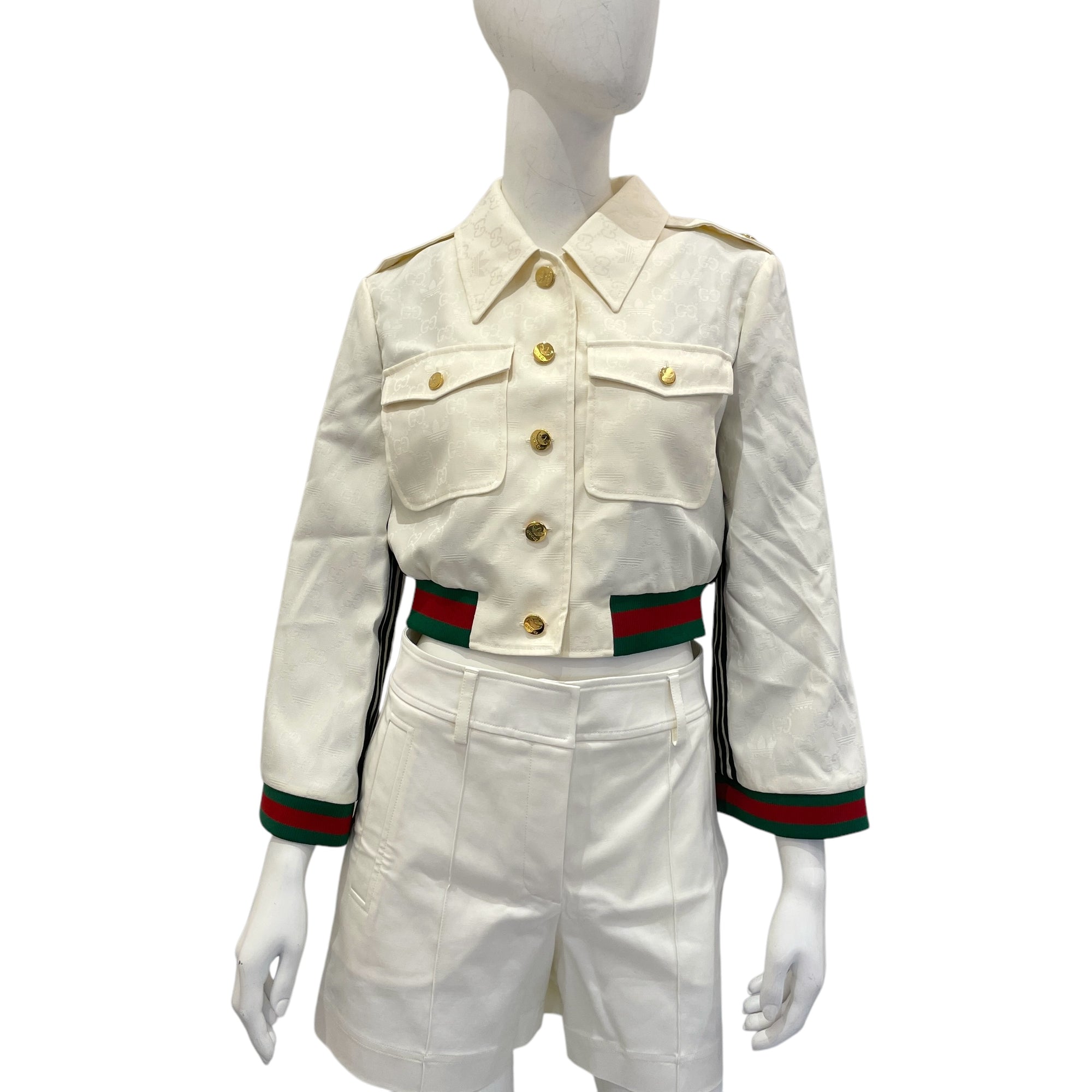 X Adidas Web 40 Off-white Jacket in Cotton, Polyamide, Elastane, Silk, Gold hardware