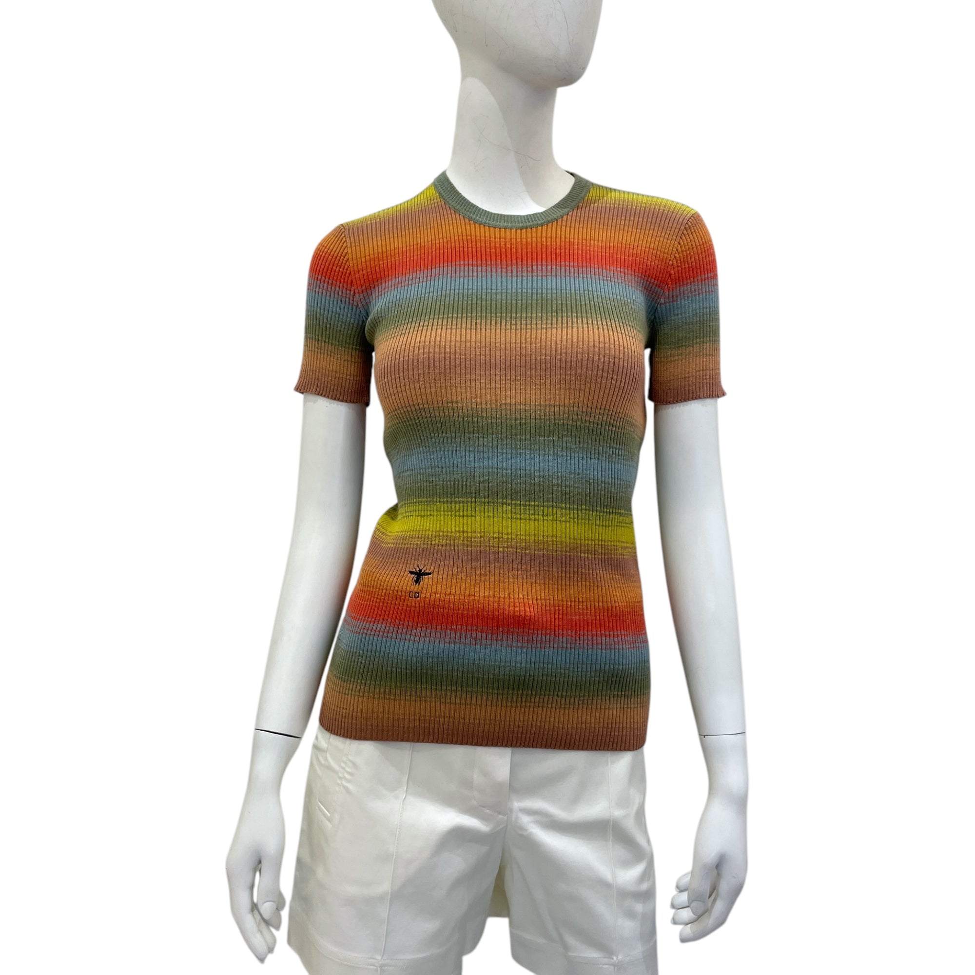 2020 Dioraura 34 Green, Yellow, Orange, Blue, Brown Sweater in Wool, Silk