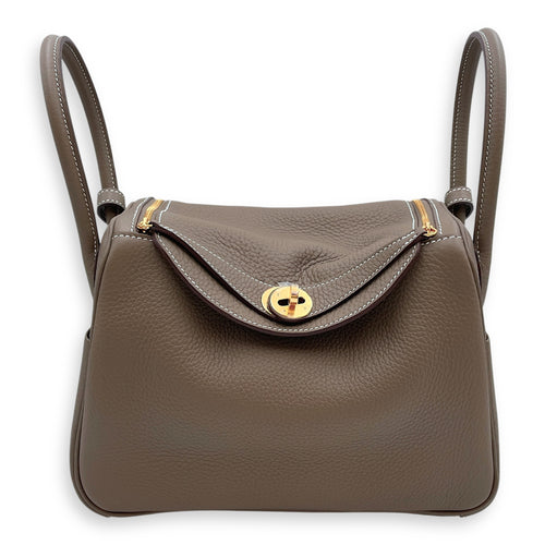 Lindy 26 Etoupe in Clemence, Gold hardware