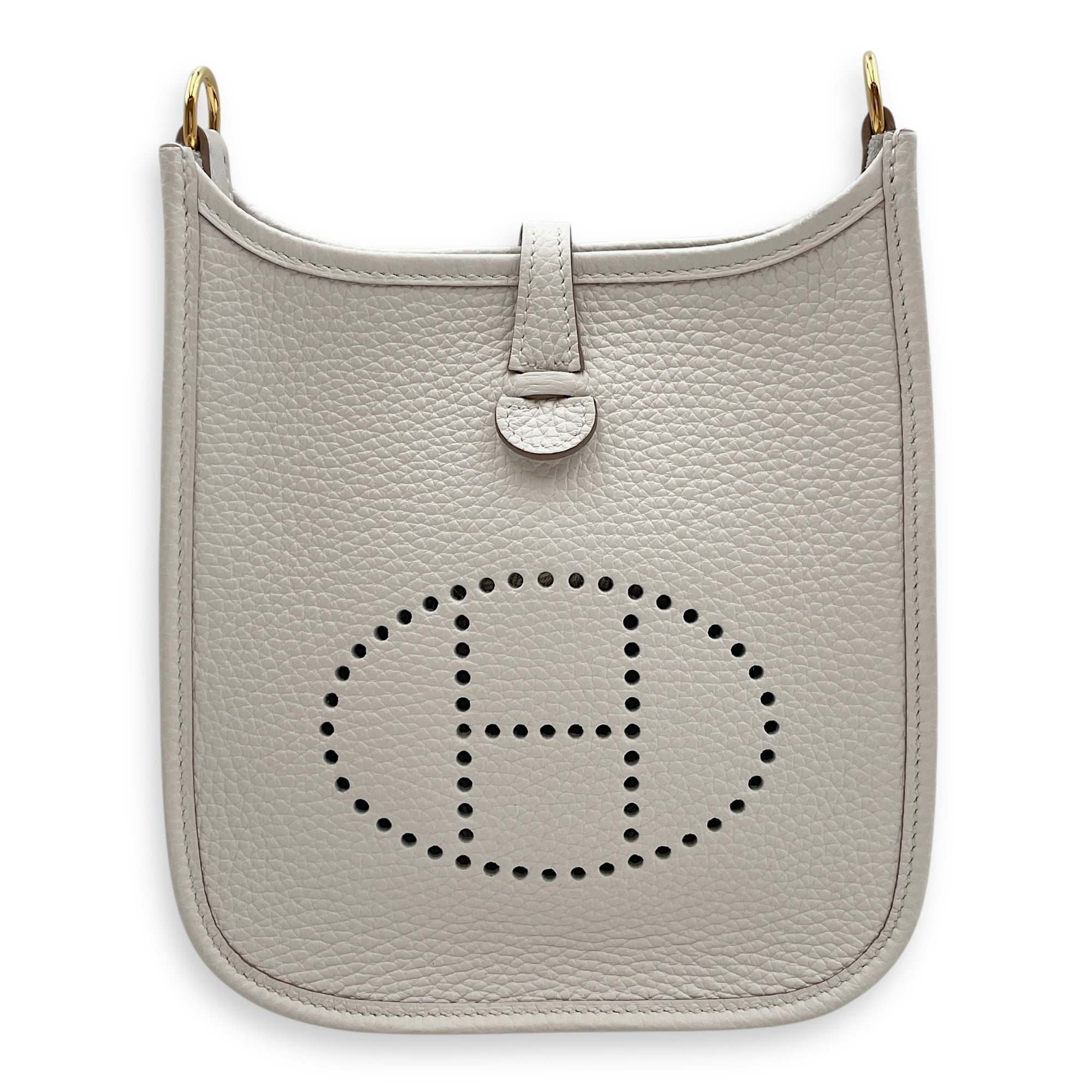 Evelyne Mini Gris Pale in Clemence, Gold hardware