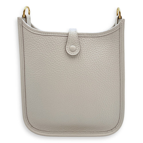 Evelyne Mini Gris Pale in Clemence, Gold hardware