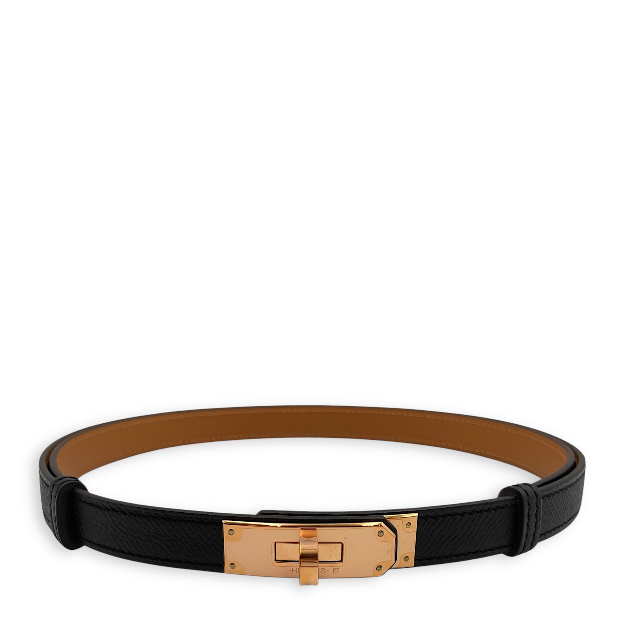 Kelly 18 Black Belt in Epsom, Rose Gold hardware
