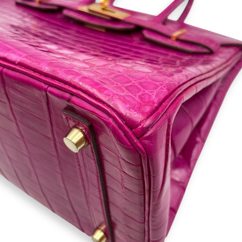 Birkin 30 Rose Sherazade in Shiny Niloticus, Gold hardware
