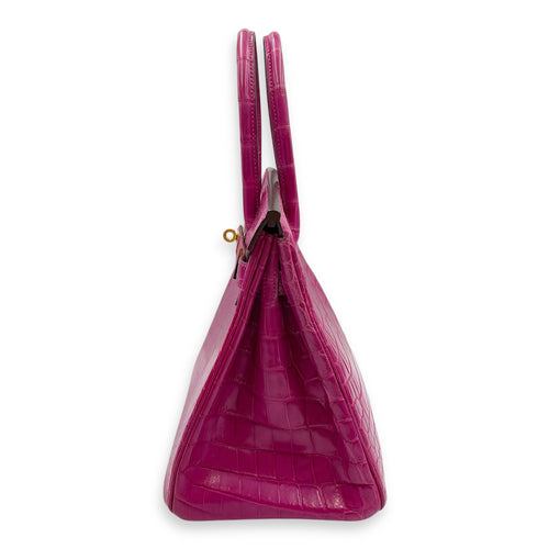 Birkin 30 Rose Sherazade in Shiny Niloticus, Gold hardware