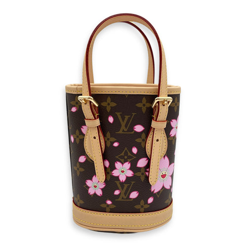 LV & TM Sakura with Key Pouch Nano Brown Monogram Crossbody Bag in Coated Canvas, Gold hardware