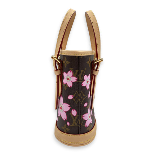 LV & TM Sakura with Key Pouch Nano Brown Monogram Crossbody Bag in Coated Canvas, Gold hardware