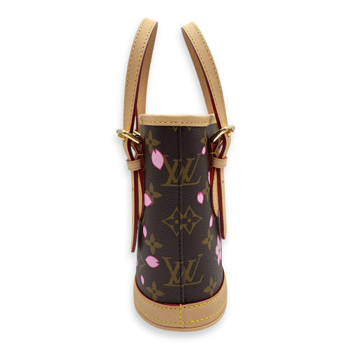 LV & TM Sakura with Key Pouch Nano Brown Monogram Crossbody Bag in Coated Canvas, Gold hardware