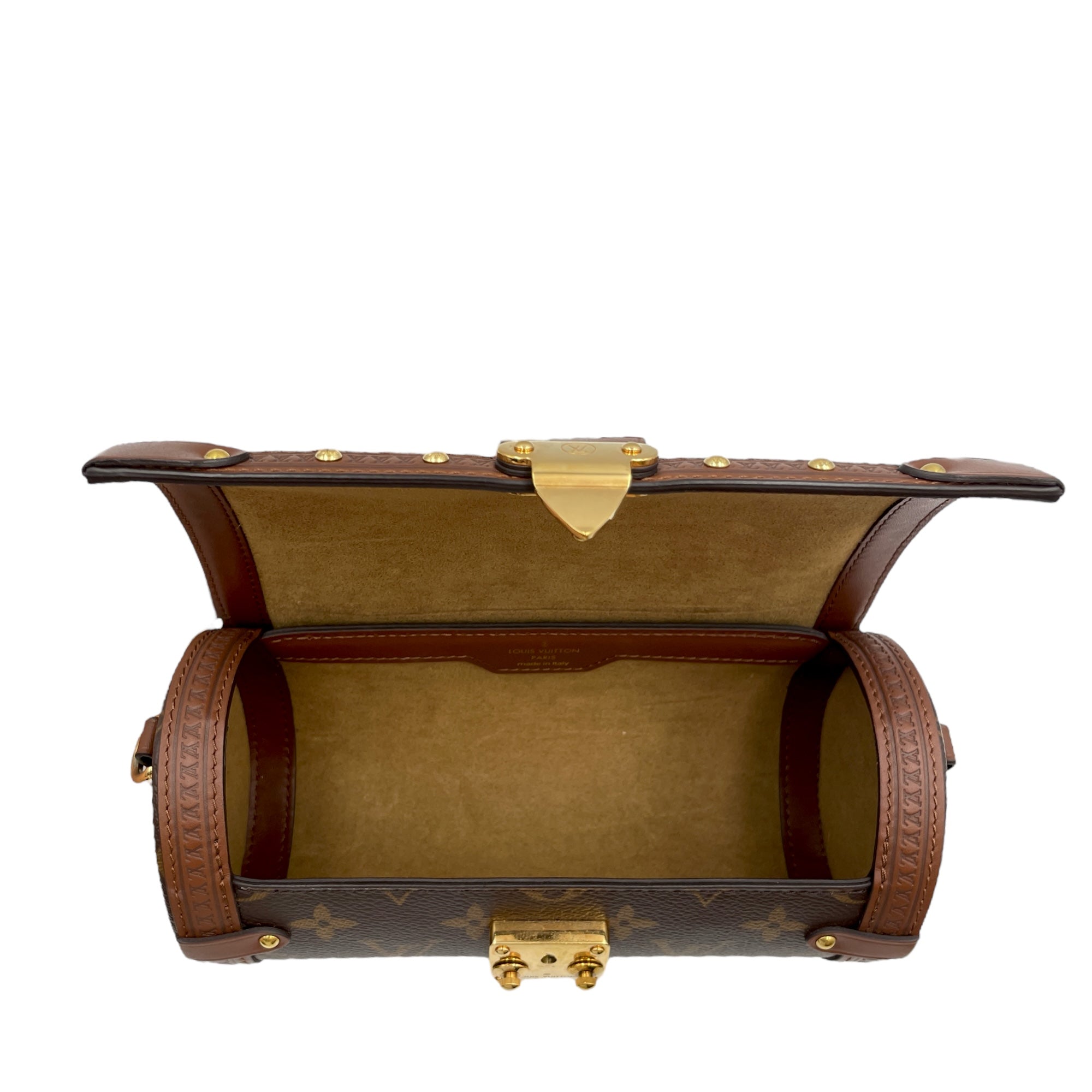Papillon Trunk Brown Monogram Crossbody Bag in Coated Canvas, Gold hardware