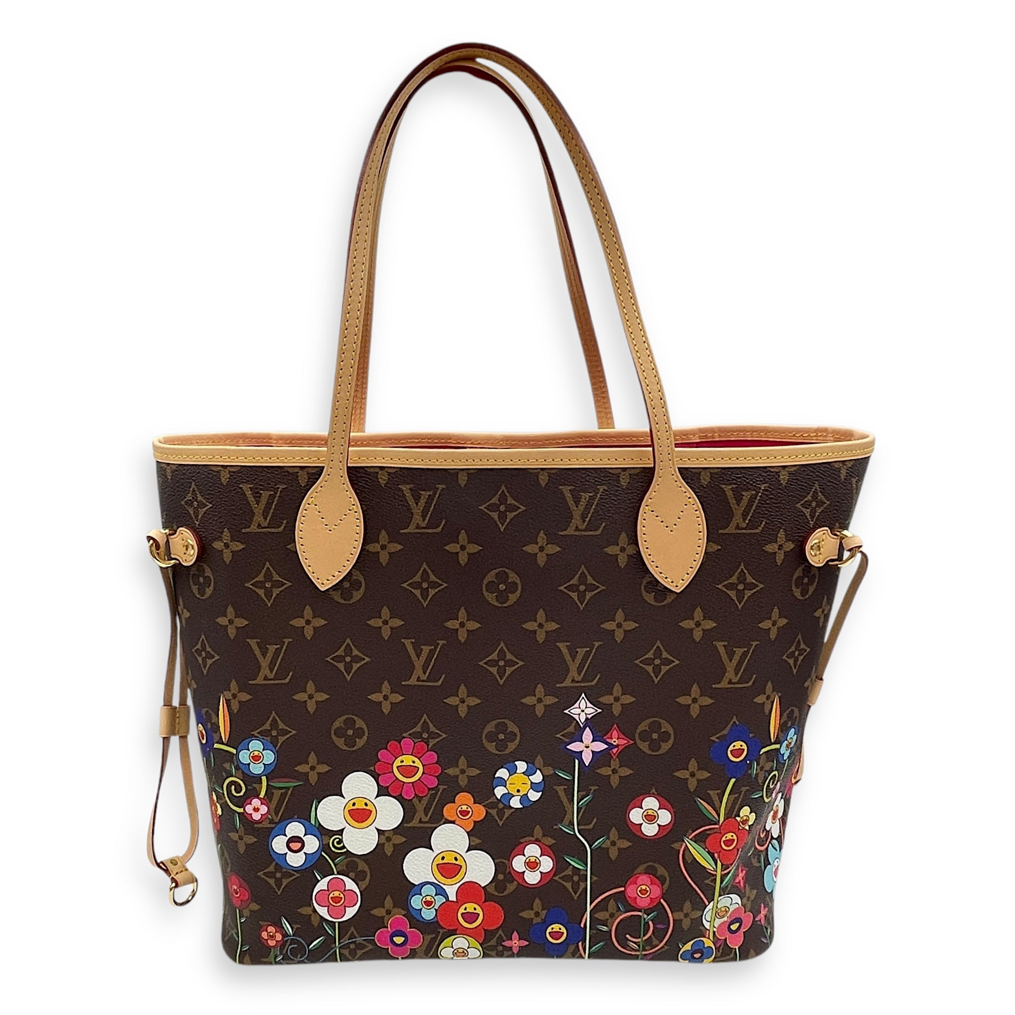 Neverfull TM with Pouch MM Brown Monogram Shoulder Bag in Coated Canvas, Gold hardware