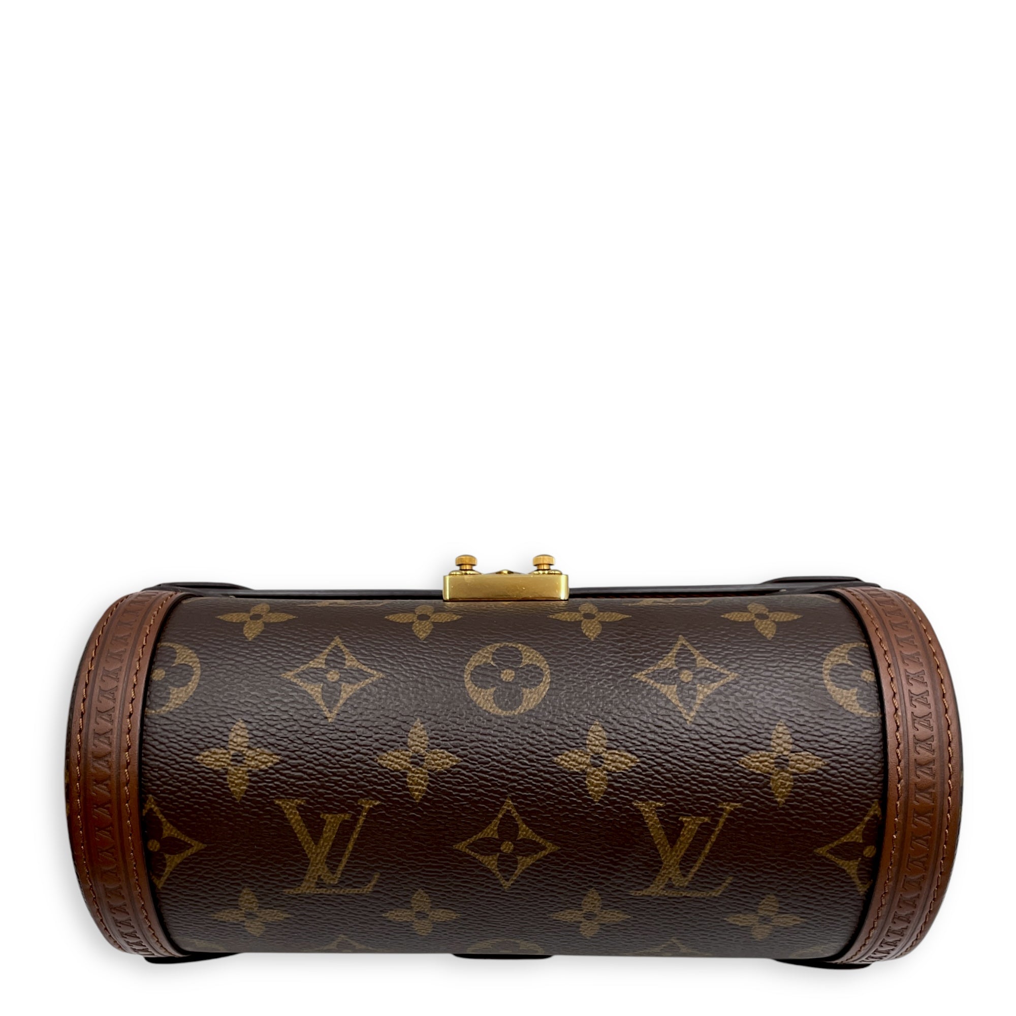 Papillon Trunk Brown Monogram Crossbody Bag in Coated Canvas, Gold hardware