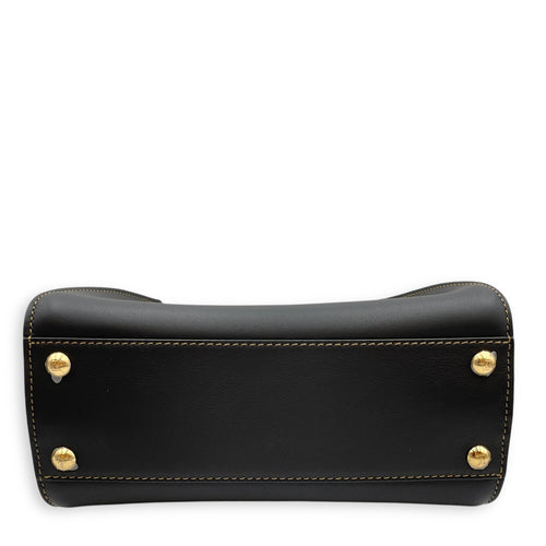 Peekaboo with Interior Tiger Print Small Black Top Handle Bag in Calfskin, Gold hardware
