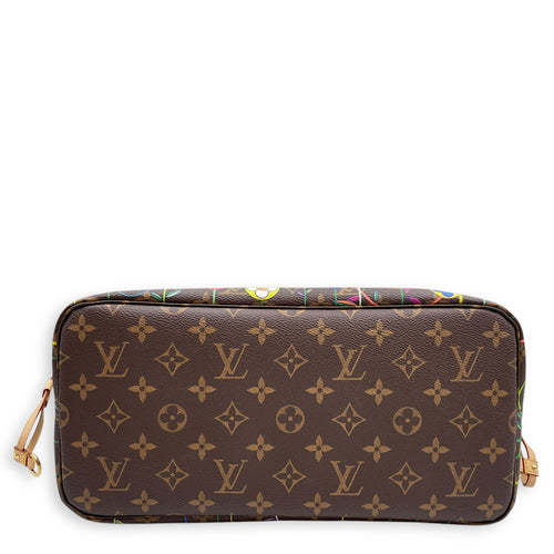 Neverfull TM with Pouch MM Brown Monogram Shoulder Bag in Coated Canvas, Gold hardware