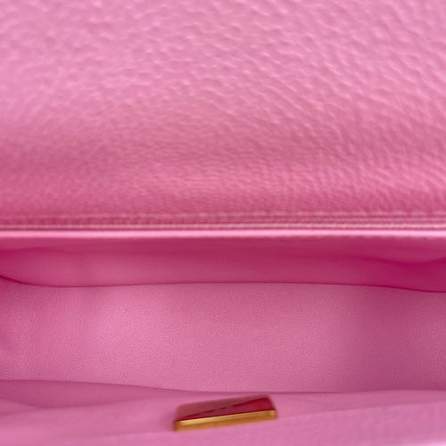 23P Quilted Flap Mini Pink Shoulder Bag in Caviar Leather, Gold hardware