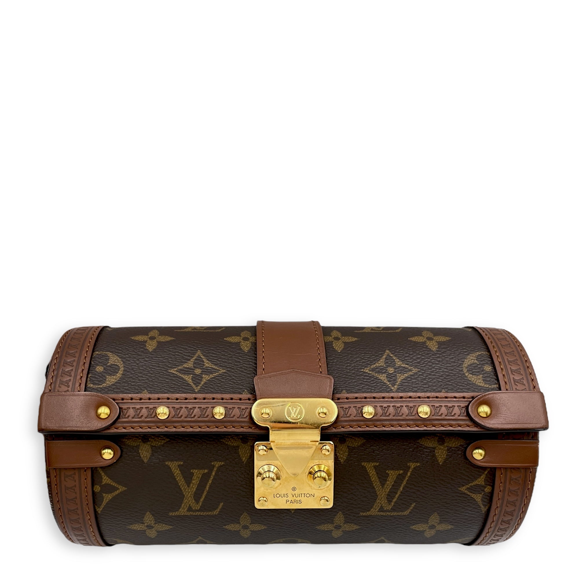 Papillon Trunk Brown Monogram Crossbody Bag in Coated Canvas, Gold hardware