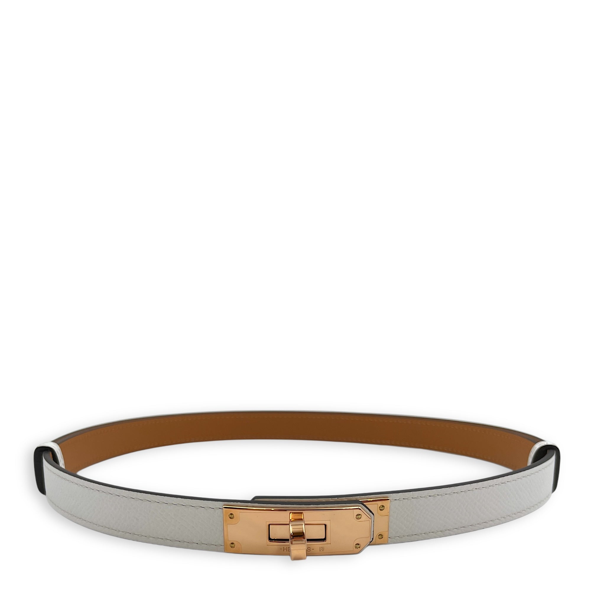 Kelly 18 Blanc Belt in Epsom, Rose Gold hardware