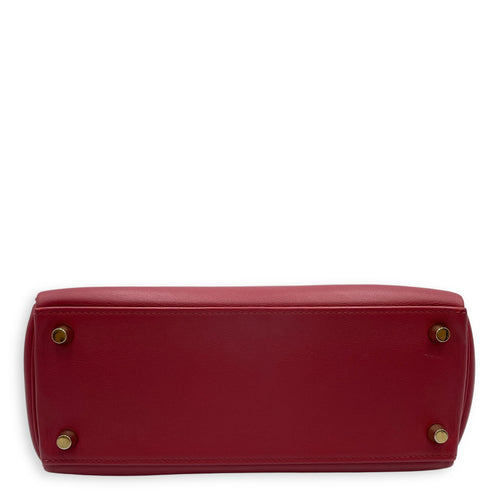 Kelly 25 Rouge Grenat in Swift, Gold hardware
