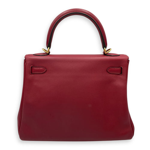 Kelly 25 Rouge Grenat in Swift, Gold hardware